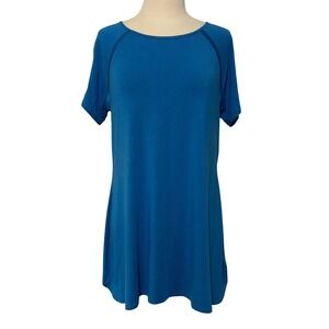 H by Halston Essentials Blue Modal Stretch Short Sleeve Tunic Top Women's S